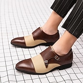 economico Formale-scarpe monk strap bicolore da uomo in marrone e beige, perfette per occasioni formali e di lavoro