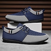 baratos Ténis para Homem-sapatos masculinos casuais com cadarço em bege e azul marinho, design exclusivo em tecido, perfeitos para o estilo e conforto do dia a dia