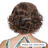 cheap Party Wigs-Synthetic Wig Wavy Curly Weave Asymmetrical Neat Bang Machine Made Wig 12 inch A1 Synthetic Hair Women&#039;s Classic Comfortable Color Gradient Ombre