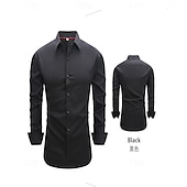 cheap Men&#039;s Non Iron Shirts-Men&#039;s Shirt Dress Shirt Button Up Shirt Solid / Plain Color Wedding Daily Black White Red Sky Blue Long Sleeve Turndown Spring &amp;  Fall Clothing Apparel Patchwork