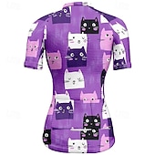 baratos Camisolas femininas-Mulheres Camisa para Ciclismo Gato Manga Curta Moto Camiseta Camisa / Roupas Para Esporte com 3 bolsos traseiros Ciclismo de Montanha Secagem Rápida Design Anatômico Capilaridade Respirável Esportes