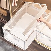 economico Organizzazione spazi-contenitore trasparente per indumenti con coperchio, organizer per cassetti trasparente di grande capacità, contenitore per guardaroba in PVC per coperte, vestiti e organizzazione di tessuti