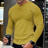 economico T-shirt in maglia a coste-Per uomo Maglietta Maglietta a Maglia a Coste Camicia a Maniche Lunghe Manica Lunga Scollo a V Estate Semplice Striscia di Fossa Moda Designer Essenziale Lavoro a maglia Vacanza Streetwear Uscire