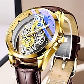 ieftine Ceasuri Quartz-Nou ceas automat complet transparent cu două fețe pentru bărbați timp liber sport afaceri rezistent la apă lumină de noapte ceas stilat
