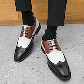 abordables Officiel-Chaussures richelieu à bout golf tricolores pour hommes en noir, blanc et marron, chaussures de spectateur en cuir d&#039;inspiration Gatsby pour fêtes vintage, mariages et soirées formelles