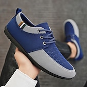 baratos Ténis para Homem-sapatos masculinos casuais com cadarço em bege e azul marinho, design exclusivo em tecido, perfeitos para o estilo e conforto do dia a dia