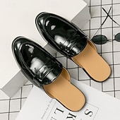 billiga Tillfällig-klassiska vita mule loafers i konstläder för män - snygga slip-on skor för affärscasual och formella evenemang