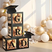 economico Decorazione di Laurea-decorazioni per la laurea classe del 2025, 4 pezzi 2025 festa di laurea scatole di palloncini neri con lettere laurea, 2025 per scuola materna asilo scuola superiore college festa di laurea forniture