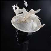 abordables Tocado de Boda-Tocados Plumas Sinamay Boda Fiesta de Noche Elegante Boda Con Pluma Celada Sombreros