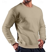 preiswerte Basic-T-Shirts-Herren T Shirt T-Shirt Langarmshirt Langarm Rundhalsausschnitt Sommer Frühling Einfach Mode Designer Basic Jacquard Urlaub Straße Ausgehen Schwarz Weiß Khaki Top T-Shirt für Herren