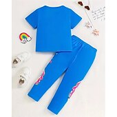 baratos Desenho animado 3D da menina-Para Meninas 3D Unicórnio Conjuntos de pijama Conjuntos de pijama com camiseta e calça Manga Curta Impressão 3D Verão Primavera Ativo Básico Infantil 4 anos + Gola Redonda Casa Diário Normal