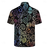 cheap Men's Printed Polo-Easter Men's Easter Eggs Polo Short Sleeve Polo Shirts Collared Shirts Casual Outdoor Daily Wear Festival Outfit 3D Print Summer Spring Fall Black