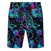 billiga Retro Vintage &amp; Etik-Herr Klocka Bländ färg Badshorts Boardshorts Medium Midja Streetwear Hawaiisk Semester Helgdag Standkläder Snörning Mesh foder Elastisk midja Designer Kläder