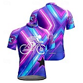 abordables Maillots pour hommes-Homme Maillot de cyclisme Manche Courte Cyclisme T-shirt Maillot avec 3 poches arrière VTT Vélo tout terrain Respirant Séchage Rapide Design Anatomique Évacuation de l&#039;Humidité Pourpre foncé Bleu