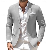 economico Blazer Classici da Uomo-Per uomo Giacca blazer Ufficio Casual Quotidiano Moda Quotidiano Tutte le stagioni Poliestere Tinta unita Base Monopetto Un Bottone Giacca Nero Blu marino Azzurro cielo Kaki