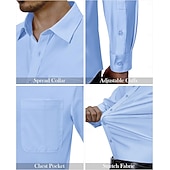 cheap Men's Dress Shirts-Men's Dress Shirt Plain Wedding Outdoor Light Blue Black Wine Dark Navy Long Sleeve Spread Collar Summer Spring Clothing Apparel