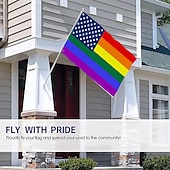 お買い得  ガーデンフラッグ、バナー-6月プライド月間 LGBTQ LGBT プライドフラッグ レインボー ハッピープライド屋外装飾 屋内用 グロメット付き 家庭 庭装飾 休日バナーサイン