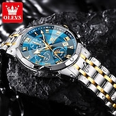 baratos Relógios Quartz-Relógio Masculino OLEVS 3675 Original Relógio de Negócios Masculino Espelho HD em Forma de Losango À Prova D&#039;Água Relógio de Cronometragem Fase Lunar Top Luxo Relógio Masculino Fashion