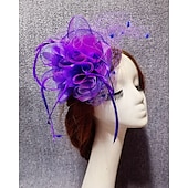economico Fascinator-Fascinatori Cappello da velo di rete in piuma Matrimonio Ladies Day Con copricapo in petali di piuma