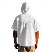 cheap Business Casual-Men&#039;s Shirt White Cotton Shirt Casual Shirt Button Up Shirt Cotton Shirt Plain Vacation Street Black White Khaki Gray Short Sleeve Hooded Summer Clothing Apparel Button-Down