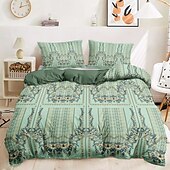 economico 100% cotone-Set di copripiumino bohemien 100% cotone biancheria da letto morbida e traspirante con fiori paisley copripiumino leggero e resistente comodo per tutte le stagioni facile da mantenere