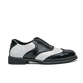baratos Formal-Sapatos Oxford Brogue Masculinos Bicolor com Ponta Asa em Branco e Marrom, Sapatos Sociais Vintage em Couro Inspirados em Gatsby para Festas, Casamentos e Eventos Formais de Jazz na Década de 1920