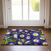billige Dørmatter-Blå Blomst Dørmatte Kjøkkenmatte Gulvmatte Non-Slip Område Teppe Olje Bevis Teppe Innendørs Utendørs Matte Soverom Dekor Bad Matte Inngangsteppe Vår Sommer