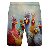abordables Animaux &amp; Oiseaux-Homme Animal Poussin Drôle Maillots de bain Shorts de bain Shorts de Surf Taille Moyenne Streetwear Hawaïen Vacances Cordon de serrage doublure en maille Taille Élastique Designer Vêtement Tenue