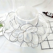 abordables Sombreros de fiesta-Sombreros Sombrero de Sol de Organza Boda Vacaciones Fiesta de Té Carrera de Caballos Cóctel Elegante Vintage Protección Solar Con Adorno Floral