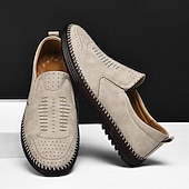 Χαμηλού Κόστους Slip-On Καθημερινά Παπούτσια-ανδρικά μπεζ σουέτ slip-on loafers – χειροποίητα casual παπούτσια μοκασίν για καθημερινή χρήση