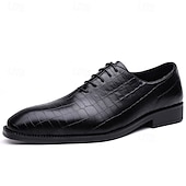 abordables Officiel-Richelieus à lacets en cuir cognac motif crocodile pour homme : chaussures sophistiquées pour professionnels