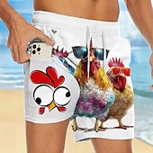 billiga Djur &amp; Fåglar-Herr Brud Rolig Fodrade shorts 2 i 1 simshorts Badshorts Medium Midja Hawaiisk Semester Helgdag Standkläder Sidfickor Med kompressionsfoder Elastisk dragsko i midjan Designer Kläder