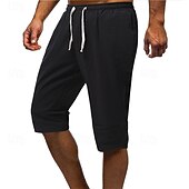 economico Classico-Per uomo Shorts Shorts di Lino Pantaloncini Estivi Shorts da Spiaggia Tasca Coulisse Elastico in vita Semplice Comodità Traspirante Lunghezza al polpaccio Vacanza Ferie Spiaggia Hawaiano Boho Nero