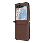 cheap Samsung Cases-Phone Case For Samsung Galaxy Z Flip 7 Z Flip 6 Z Flip 5 Z Flip 4 Back Cover Magnetic Support Wireless Charging Card Slot Retro TPU PU Leather