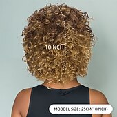 Недорогие Высококачественные парики-Парики из искусственных волос Волнистый Кудрявое плетение Ассиметричная стрижка Глубокое разделение Машинное плетение Парик 10 дюймы A1 Искусственные волосы Жен. Классический Удобный Градиент цвета
