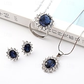 voordelige Sieradensets-bruidssieraden sets 1 set strass legering ringen oorbellen ketting dames elegante mode gepersonaliseerde sieraden set voor jubileum feest avondkleding