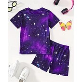 abordables Visión 3D de la Chica &amp; Brillo-Chica 3D Mariposa Camiseta y Bermudas Conjunto Manga Corta Verano Primavera Deportes Moda Diario Niños 4-12 años Cuello Barco Exterior Vacaciones Deportes A Medida