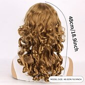 abordables Perruques de fête-Perruque Synthétique Ondulé Tissage bouclé Coupe Asymétrique Avec queue de cheval Fabriqué à la Machine Perruque 20 pouces A1 Cheveux synthétiques Femmes Classique Confortable Dégradé de couleur Blond