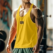 ieftine Tricouri de Sală-Bărbați Bluză Vestă Cămașă fără mâneci Tricou Gym Muscle Fără manșon În U Vară Simplu Modă Clasic Comfortabil Casual Sport Concediu Negru Alb Galben Top tricou pentru bărbați