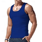 baratos Tops de ginásio-Homens Malha Íntima Top de colete Camiseta Interior camisa sem manga Sem Manga Gola Redonda Verão Tecido Moda Designer Básico Clássico Férias Rua Para Noite Preto Branco Vinho Top Tee para Homens