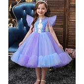preiswerte Partykleider-Kinder Mädchen Partykleid Einfarbig Ärmellos Leistung Geburtstag Netz Schön Süß Polyester Midi Partykleid Schwingkleid A Linie Kleid Sommer Ab 4 Jahren Weiß Rosa Purpur