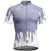 abordables Maillots pour hommes-Homme Maillot Velo Cyclisme Manche Courte Cyclisme Tee-shirt Maillot avec 3 poches arrière VTT Vélo tout terrain Respirable Séchage rapide Conception anatomique Mèche Violet Des sports Vêtement Tenue