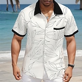 economico Piante tropicali-Per uomo A foglia Piante tropicali Camicia Camicia hawaiana Camicia con bottoni Manica corta Hawaiano Ricorrere Da mare Per eventi Abbigliamento mare Estate Primavera Collo ripiegabile camicie con