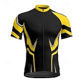 abordables Maillots Hombre-Hombre Maillot de Ciclismo Geométrico Manga Corta Bicicleta Camiseta Maillot con 3 bolsillos traseros MTB Bicicleta Montaña Secado rápido Diseño Anatómico Capilaridad Transpirable Deportes Amarillo