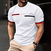abordables T-shirts décontractés pour hommes-Homme T-shirt Chemise à manches courtes Manche Courte Col Rond Printemps &amp; Automne impression de lettre Mode Designer Imprimé Vacances Rue Sortir Bleu marine Noir Blanche T-shirt haut de gamme pour