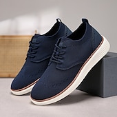 cheap Men&#039;s Sneakers-Men&#039;s Breathable Knit Brogue Sneakers - Casual Lace-Up Lightweight Shoes for Daily Wear &amp; Walking