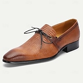 abordables Chaussures de Costume Classiques-chaussures oxford en cuir véritable marron clair pour hommes – chaussures habillées à lacets à motif crocodile vintage pour le derby du Kentucky et les occasions spéciales