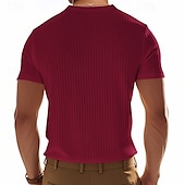 abordables Camiseta informal tipo henley-Hombre Camiseta con botones Camiseta Henley Shirt Tee Manga Corta Henley Verano Primavera Plano Moda Design Básico Jacquard Vacaciones Calle Noche Negro Blanco Rojo Camiseta superior para hombre