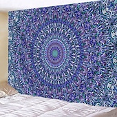 preiswerte Mandala-Teppich-Mandala Bohemian hängender Wandteppich Wandkunst großer Wandteppich Wanddekoration Fotohintergrund Decke Vorhänge Wohnraum Schlafzimmer Wohnzimmer Dekoration Blau