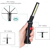 abordables Lampes de poche-Lampe de travail rechargeable à LED 1 pièce avec 5 modes d&#039;éclairage sélectionnables dotée d&#039;une base magnétique et d&#039;une conception pliable polyvalente. Idéal pour les réparations automobiles, le